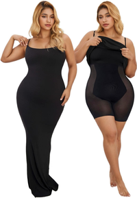 The Shapewear Dress Womens Summer Long Dresses Built-in Bra Slip Bodycon Maxi Dress with Adjustable Straps