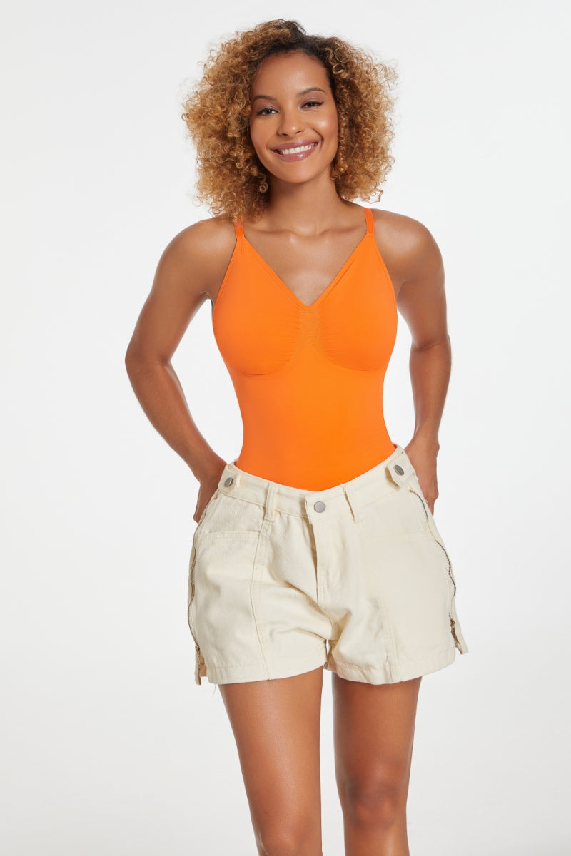 Bright Orange Seamless Shaping Cropped Jumpsuit