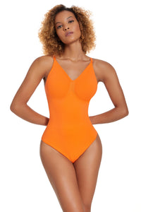 Bright Orange Seamless Shaping Cropped Jumpsuit