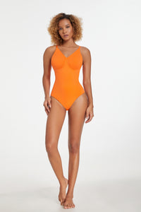 Bright Orange Seamless Shaping Cropped Jumpsuit