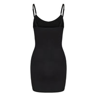 Highly shaping suspender dress with short bust and slits, high-density fabric, slimming plus size