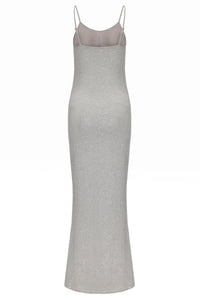 The Grey Color Built-in Bra Slip Bodycon Maxi Dress Womens Shapewear Summer Long Dresses with Adjustable Straps