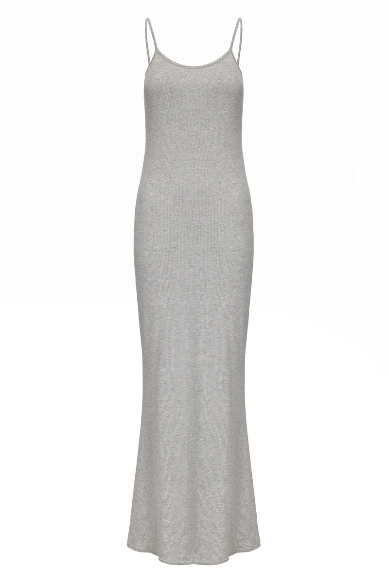 The Grey Color Built-in Bra Slip Bodycon Maxi Dress Womens Shapewear Summer Long Dresses with Adjustable Straps